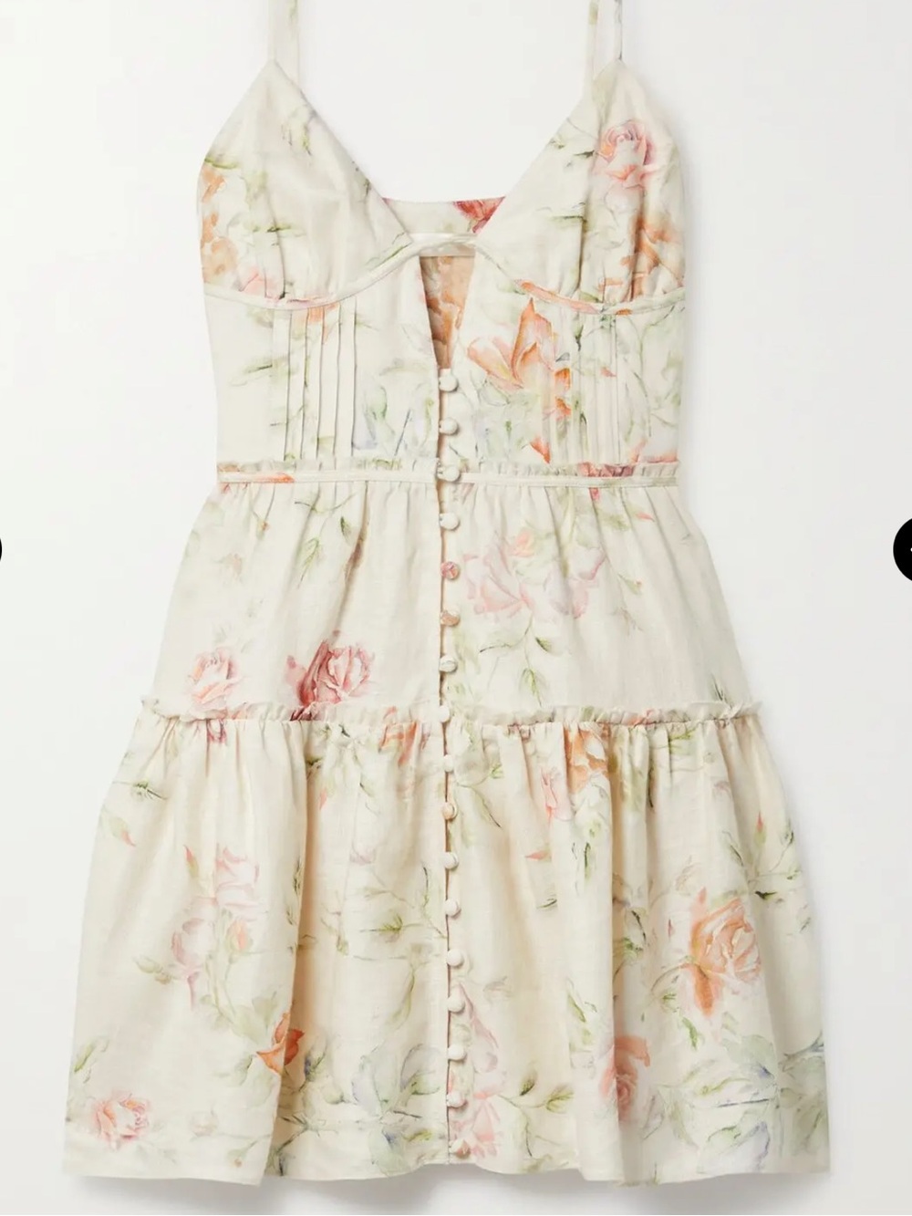 LoveShackFancy- Maple Tiered Cutout Floral-Print Linen Mini Dress